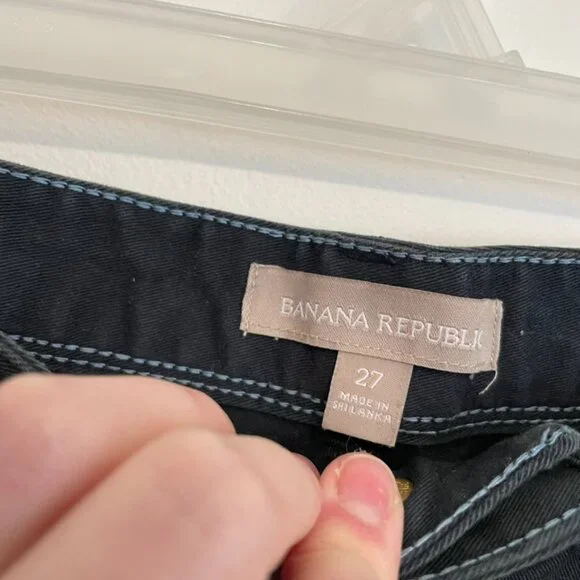 BANANA REPUBLIC Blue Hayley Dot Skinny Ankle Pants Navy Embroidered Polka Dot 27 - Picture 7 of 13